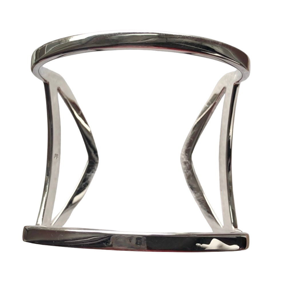 JS Silver Tone Metal Cuff Bracelet